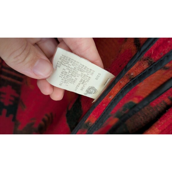 Vintage 90s Woolrich Womens Southwest Wool Trench Coat Large Aztec Long Duster - Picture 8 of 12
